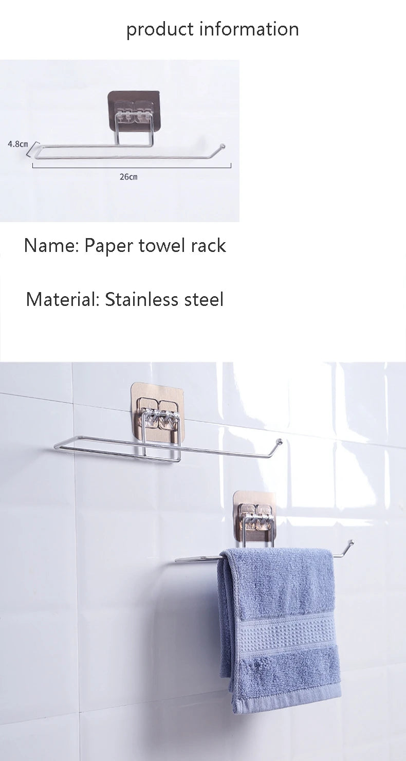 Adhesive Toilet Paper Holder for Bathroom Kitchen Organizer Towel Roll RackHanging Storage Stand Napkin Dispenser WC Accessories