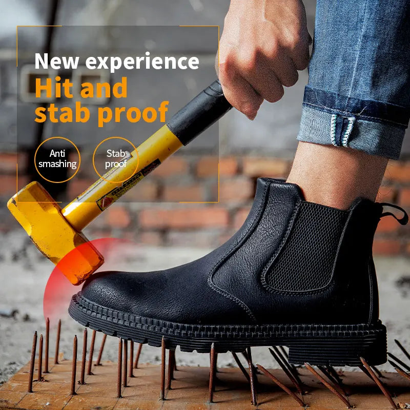 Waterproof Work & Safety Boots Men Leather Boots Indestructible Male Work Shoes Men Winter Boots Safety Shoes Men Steel Toe Shoe