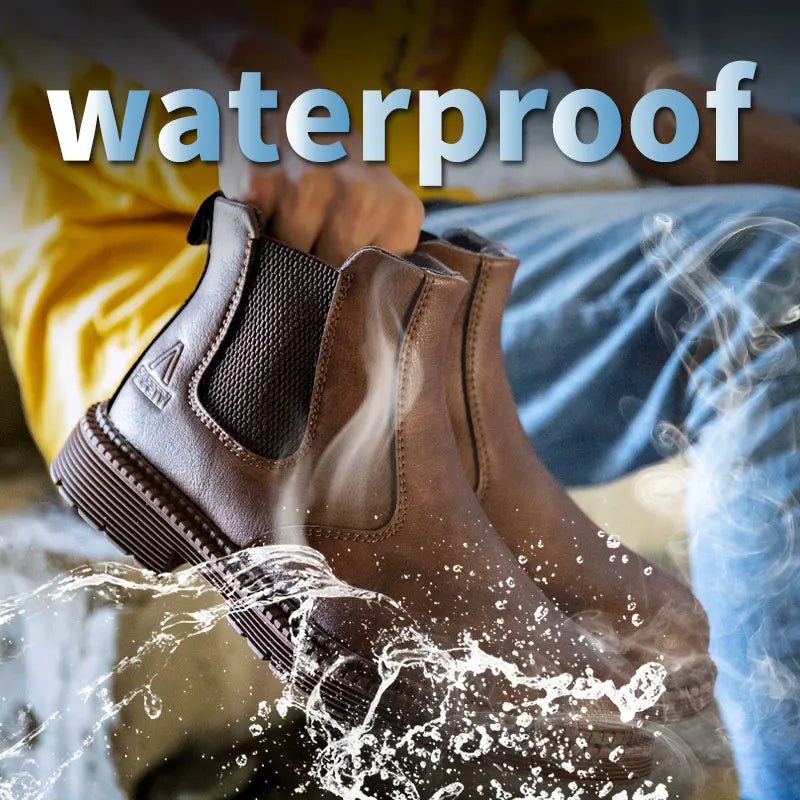 Waterproof Work & Safety Boots Men Leather Boots Indestructible Male Work Shoes Men Winter Boots Safety Shoes Men Steel Toe Shoe