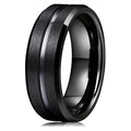 Fashion 8mm Men's Black Tungsten Wedding Band Rings Black Groove Beveled Edge Engagement Ring for Men's Valentine Gift
