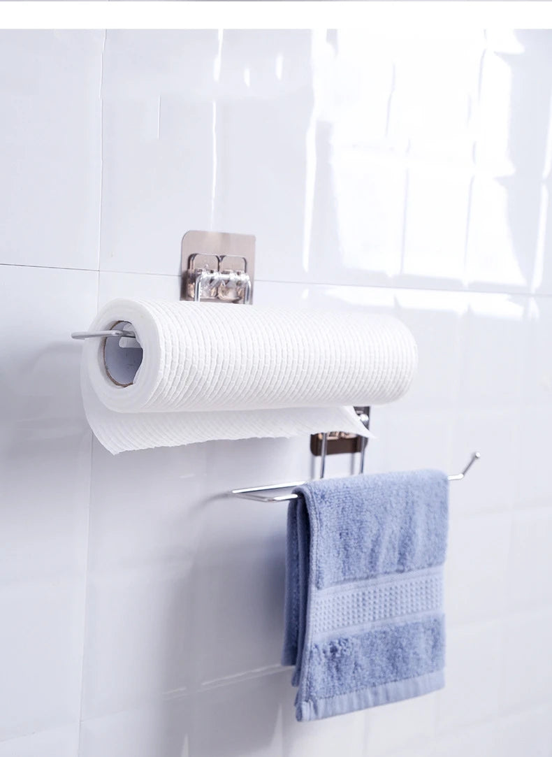 Adhesive Toilet Paper Holder for Bathroom Kitchen Organizer Towel Roll RackHanging Storage Stand Napkin Dispenser WC Accessories
