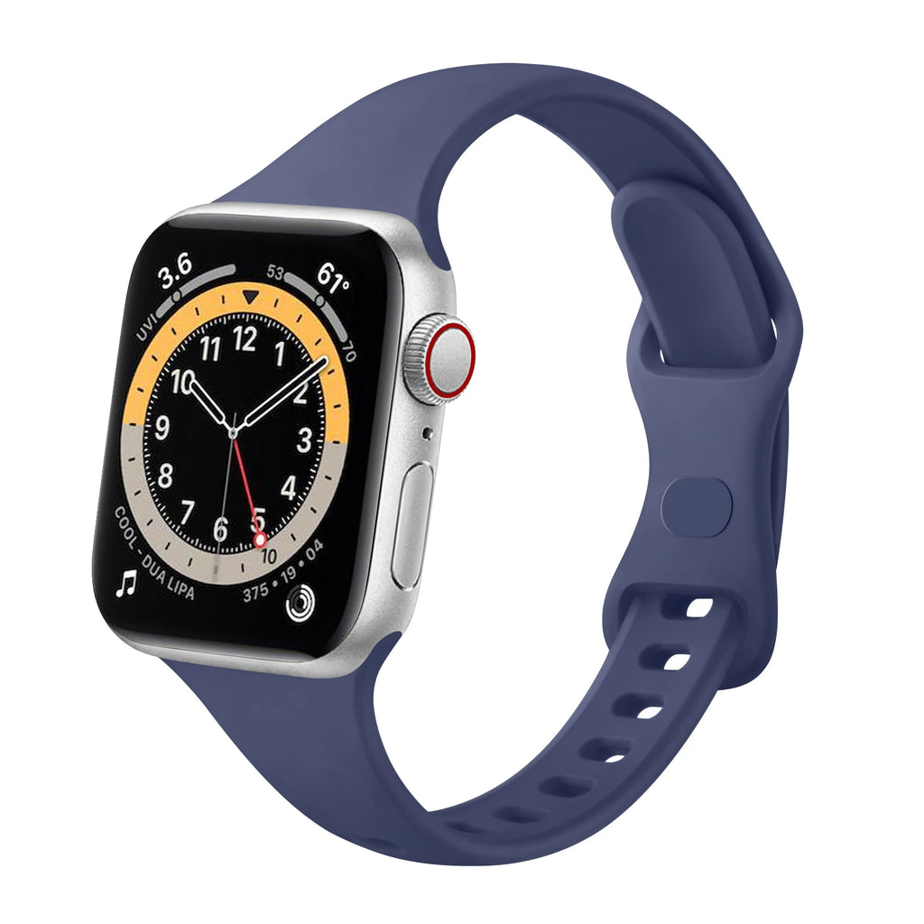 Silicone Slim Band For Apple Watch Band 49mm 46mm 45mm 41mm 44mm 40mm 38mm Strap Watchband Bracelet For iWatch 10 8 9 7 5 4 3 2