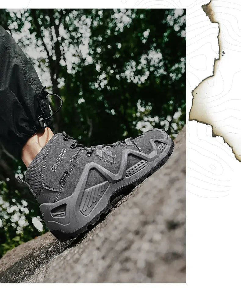 Men Tactical Boots with Straps for Combat Training Waterproof Straps Outdoor Hiking Breathable Shoes Multifunctional Motorcycle