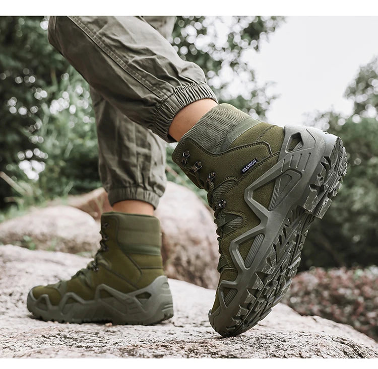 Men Tactical Boots with Straps for Combat Training Waterproof Straps Outdoor Hiking Breathable Shoes Multifunctional Motorcycle