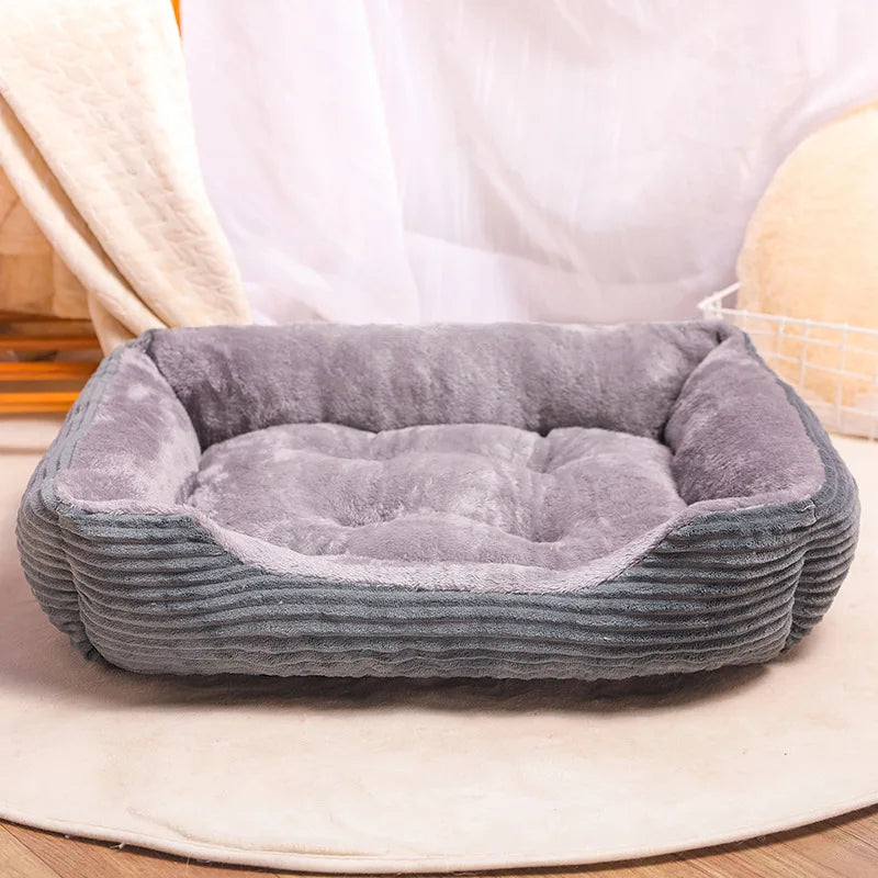 Plush Dog Bed Rectangle Kennel Cat Puppy Sofa Bed Pet House Winter Warm Beds Cushion for Small Dogs