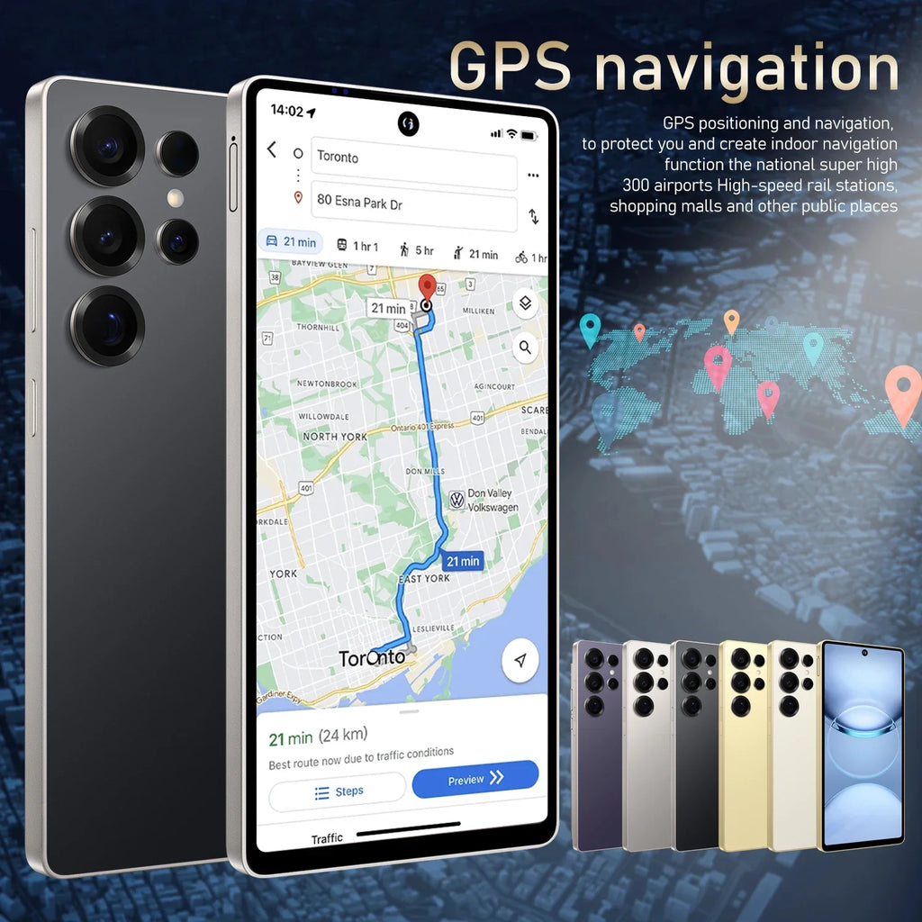 Global Vision S25 Ultra Smartphone 5G Android 12 8GB RAM 512GB ROM 6.8 Inch Phone 1920x1080HD 24+48MP 4 5G Network Mobile Phones