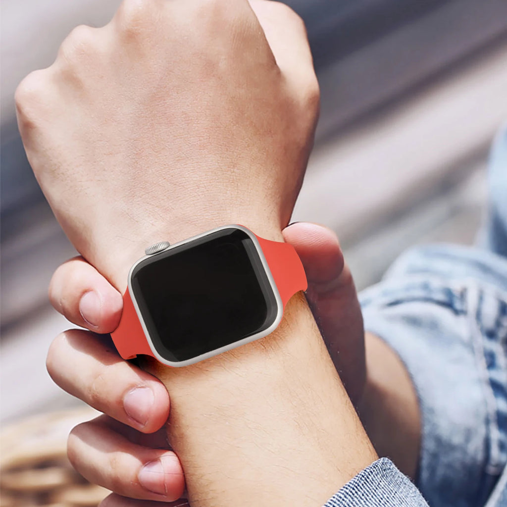 Silicone Slim Band For Apple Watch Band 49mm 46mm 45mm 41mm 44mm 40mm 38mm Strap Watchband Bracelet For iWatch 10 8 9 7 5 4 3 2