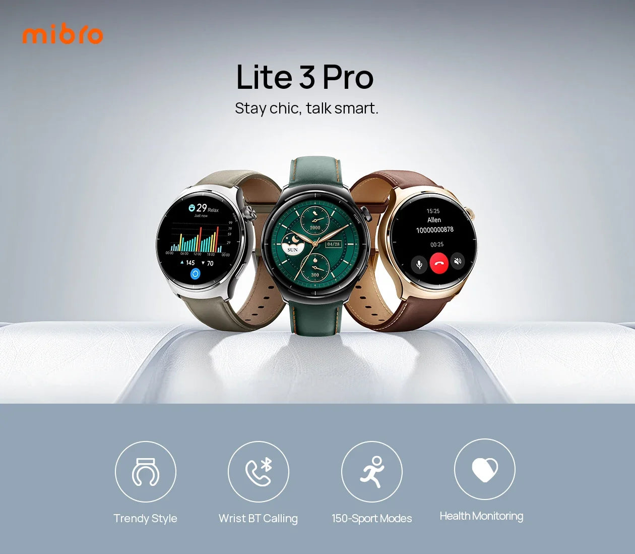 Mibro Lite3 Pro Smartwatch Global Version Metal Body Built-In GPS Bluetooth Call AMOLED Screen Men Women Watch For iOS Android