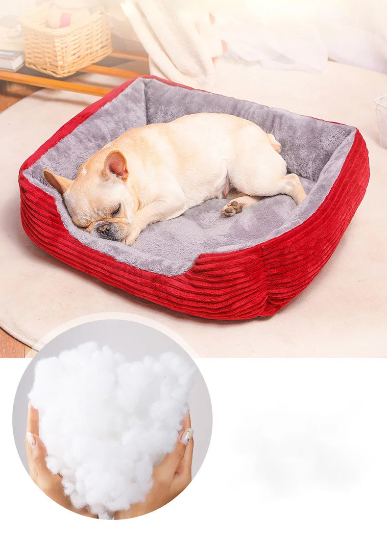 Plush Dog Bed Rectangle Kennel Cat Puppy Sofa Bed Pet House Winter Warm Beds Cushion for Small Dogs