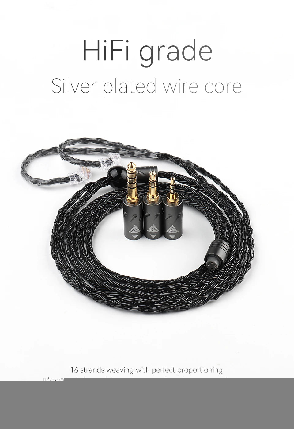 QKZ Q1 MAX 16 Stand 352 Cores OFC Silver Plated MMCX QDC KZ C Pin Earphone Upgrade Cable for QKZ HBB ZXT AS16 PRO ZSN PRO X PR1