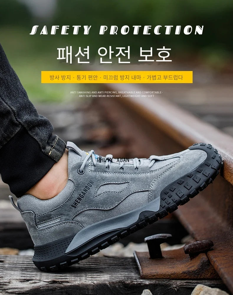 Fashion Steel Toe Cap Shoes For Men Anti Scalding Anti Smashing Wrok Safety Boots And Anti Puncture Protective Male Footwear