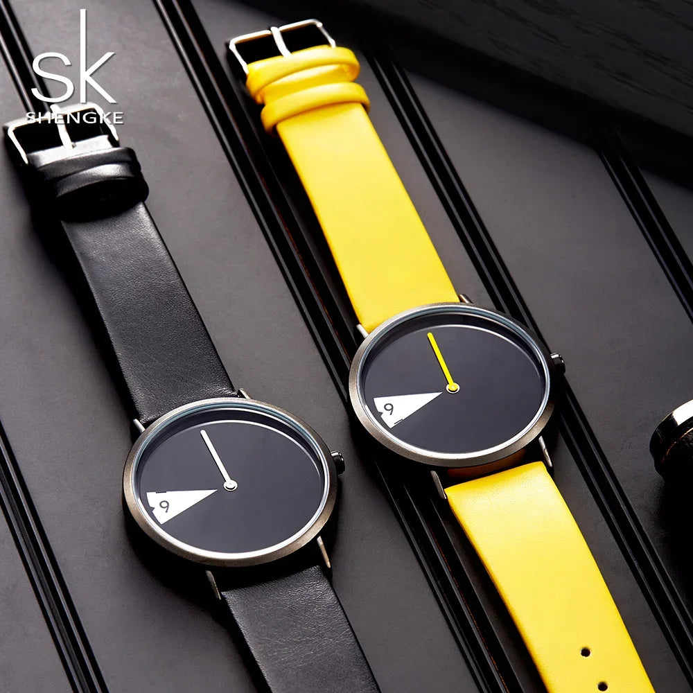 Sinobi Creative Women Watch Fashion Luxury Wristwatch Rotate Yellow Leather Band Ladies Watch Clock Montres Femme Reloj Mujer