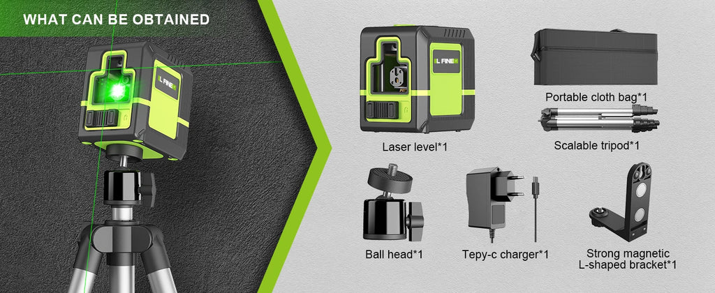 Lfine Laser Level 2 Lines Cross Green Level Laser Horizontal Vertical Nivel Laser automatic 360°Self-Leveling laser level Tools