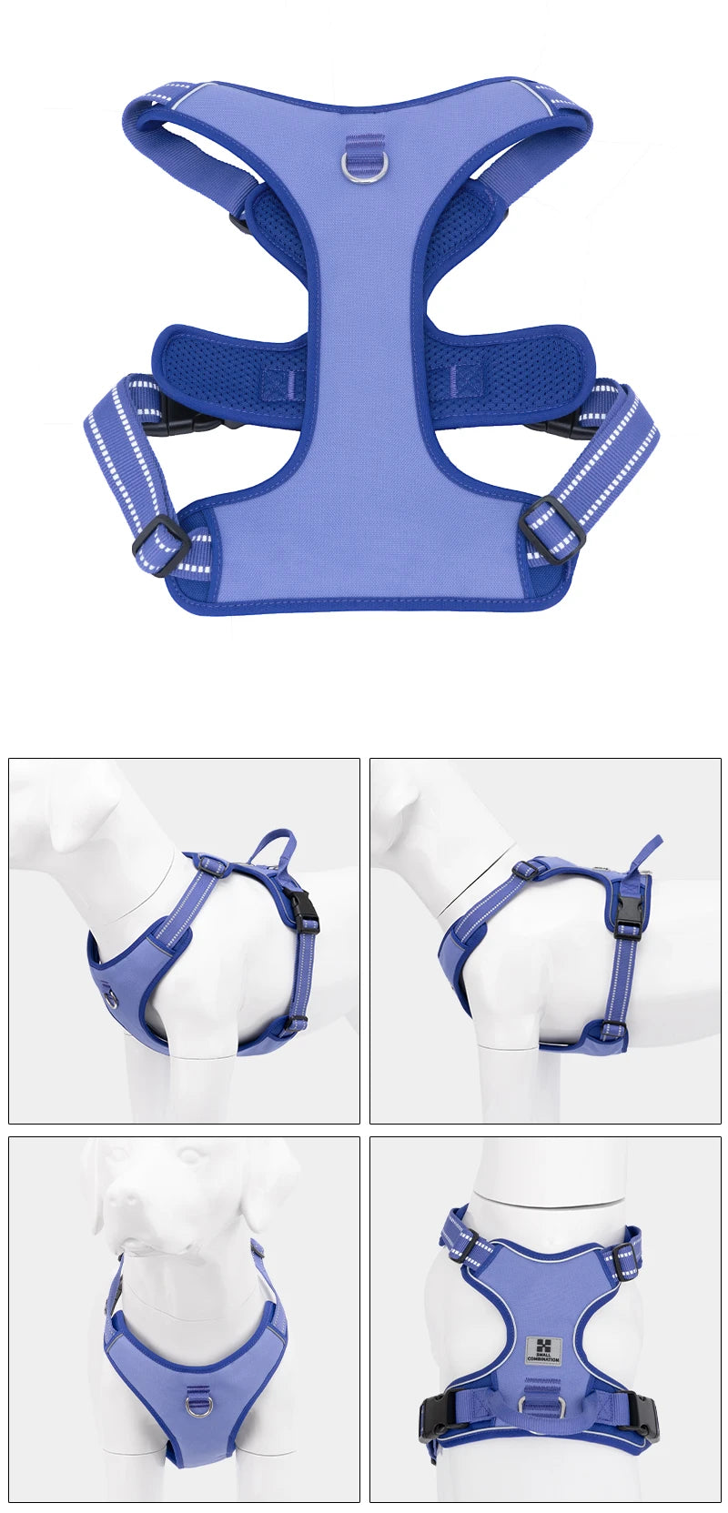 SMALL COMBINATION Dog Harness No Pull Reflective Pet Dog Chest Harness Adjustable for Small Medium Large Dogs Outdoor Walking