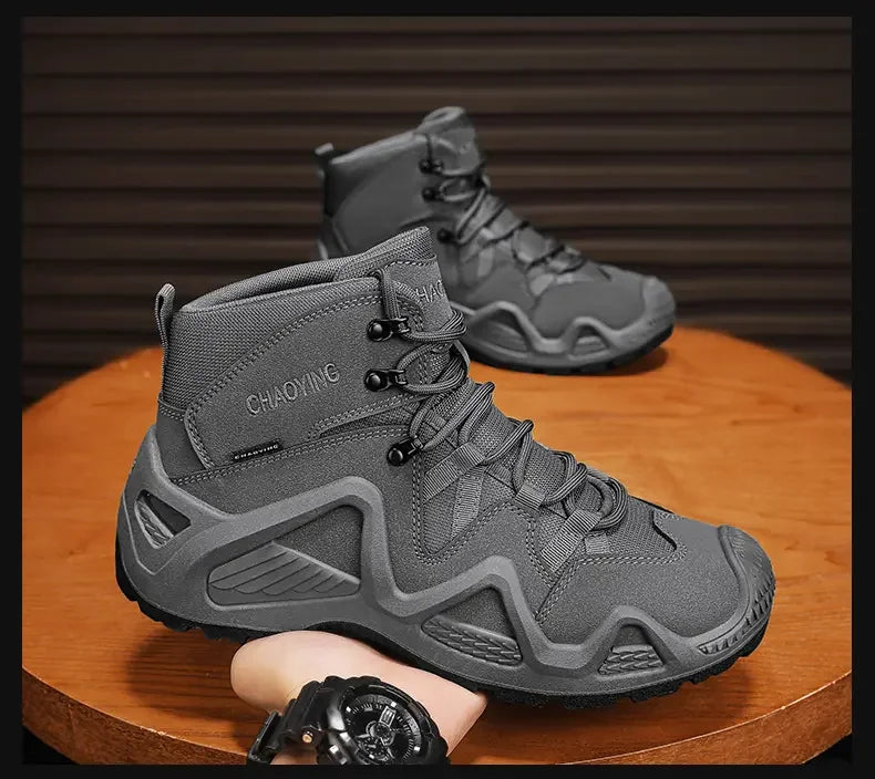 Men Tactical Boots with Straps for Combat Training Waterproof Straps Outdoor Hiking Breathable Shoes Multifunctional Motorcycle