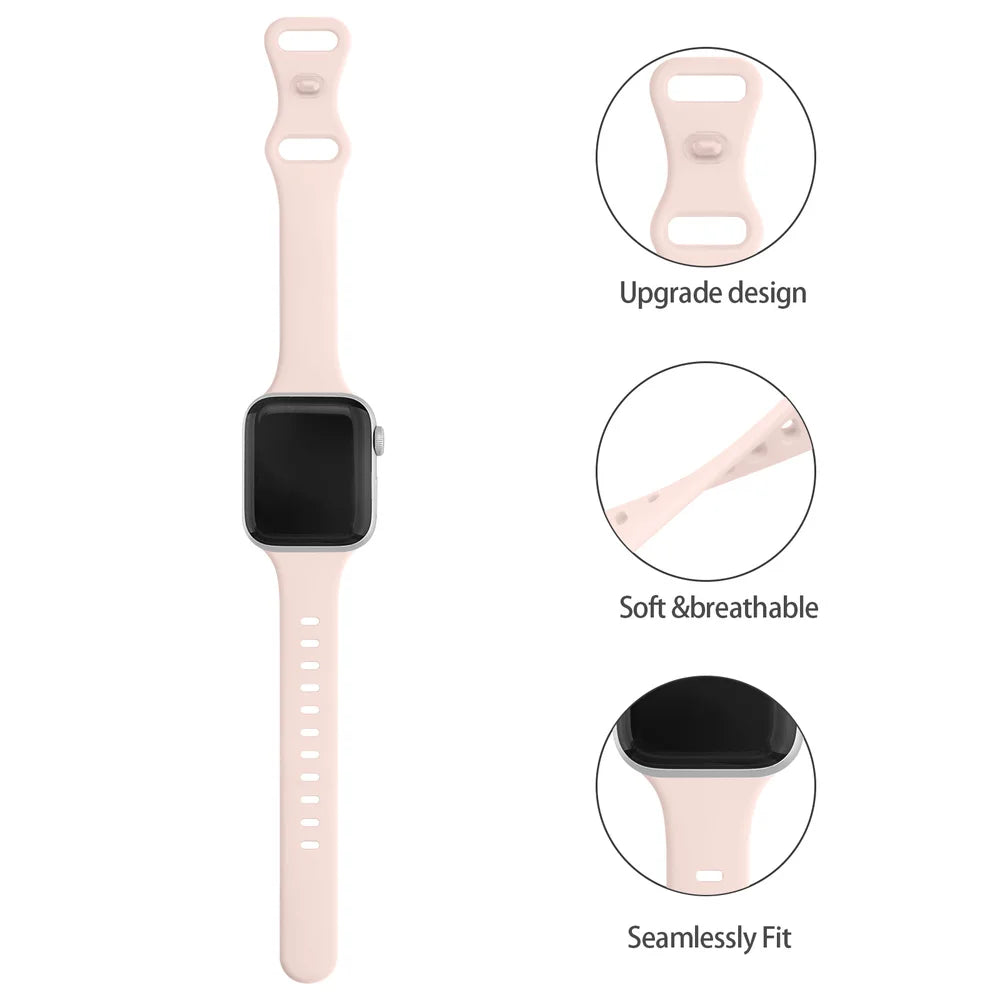 Silicone Slim Band For Apple Watch Band 49mm 46mm 45mm 41mm 44mm 40mm 38mm Strap Watchband Bracelet For iWatch 10 8 9 7 5 4 3 2