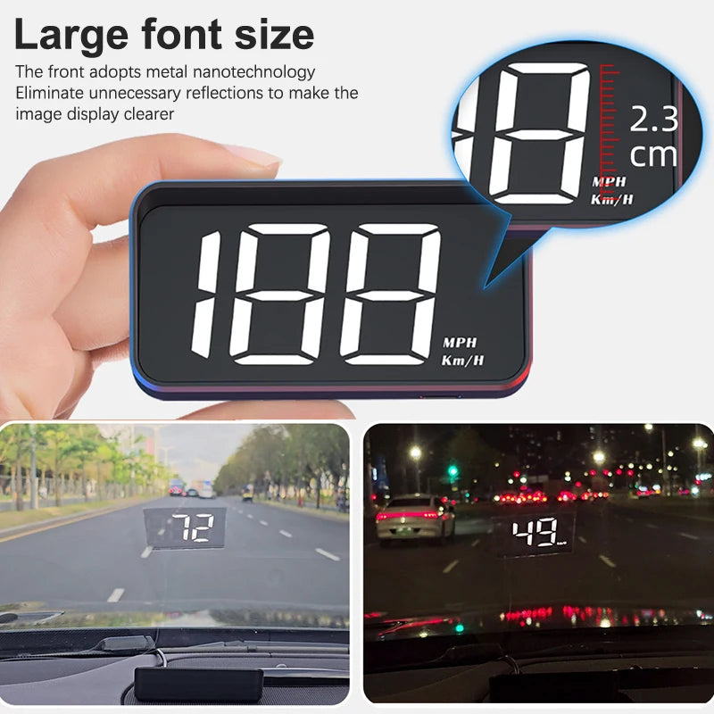 Car Speedometer HUD GPS Head Up Display Digital Speed Meter Windshield Projector For Vehicles Auto Electronics Accessories