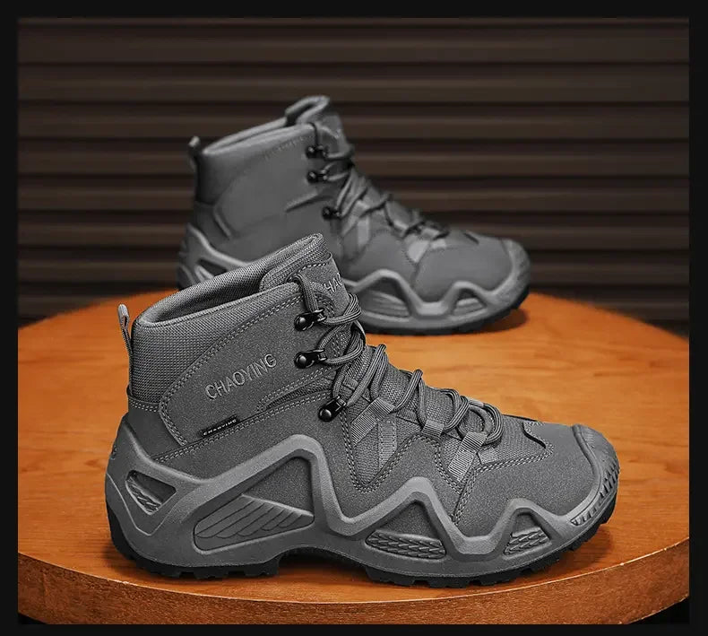 Men Tactical Boots with Straps for Combat Training Waterproof Straps Outdoor Hiking Breathable Shoes Multifunctional Motorcycle