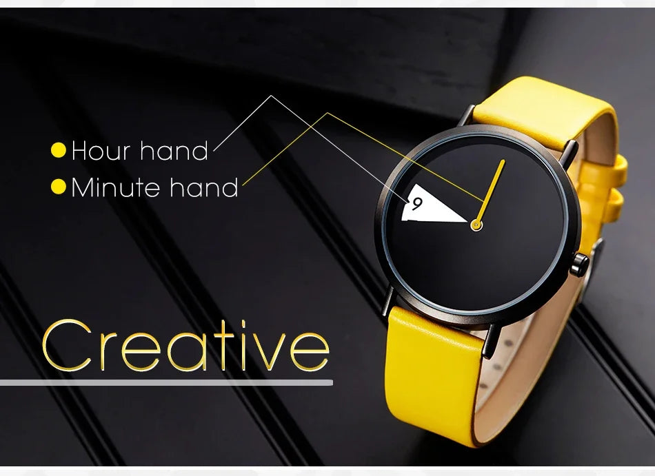Sinobi Creative Women Watch Fashion Luxury Wristwatch Rotate Yellow Leather Band Ladies Watch Clock Montres Femme Reloj Mujer