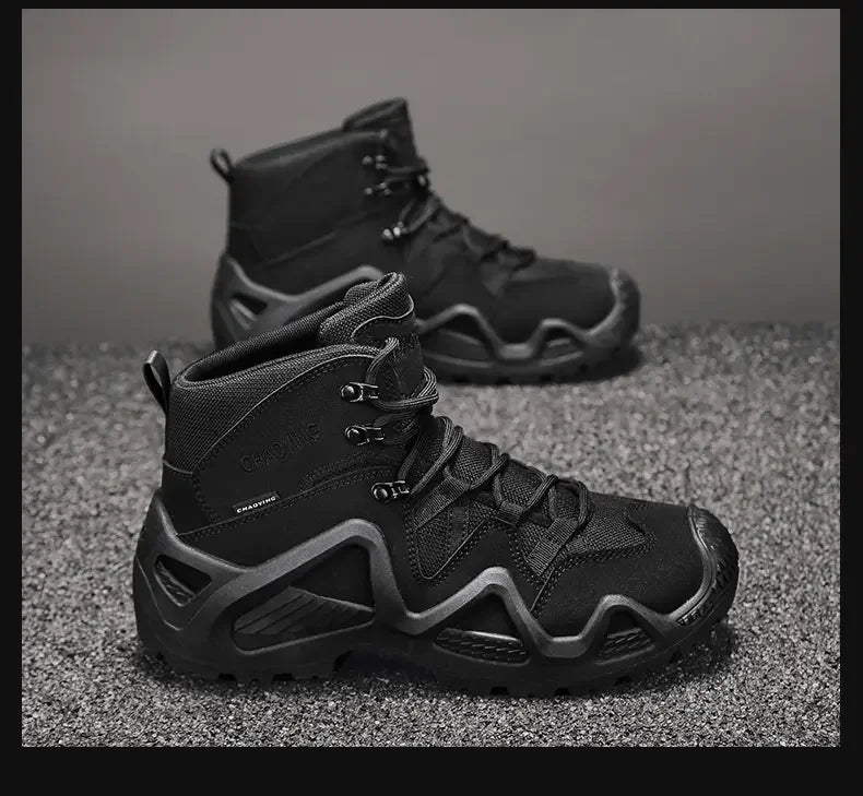 Men Tactical Boots with Straps for Combat Training Waterproof Straps Outdoor Hiking Breathable Shoes Multifunctional Motorcycle