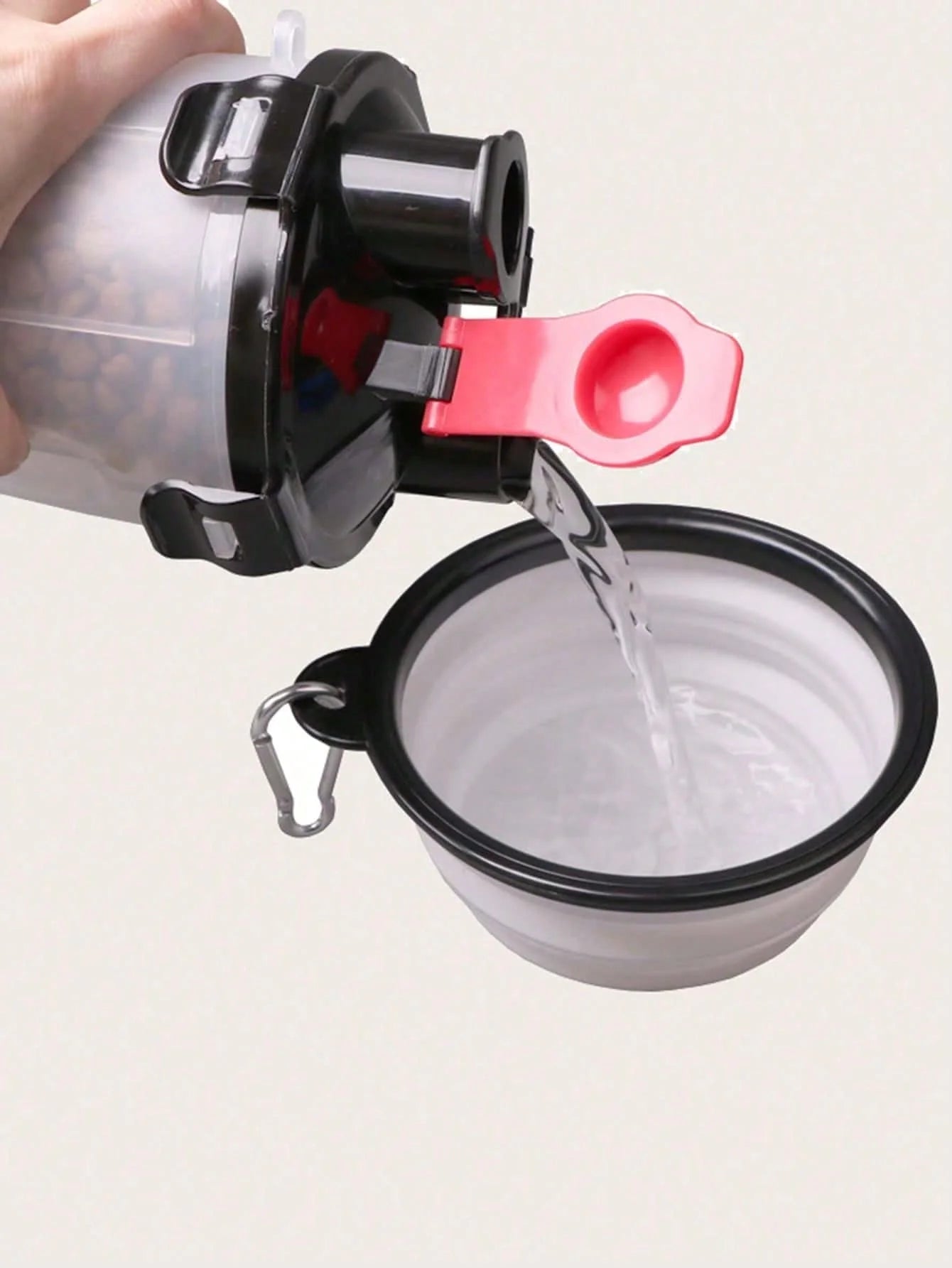 1set-Portable 2-in-1 dog water bottle with folding bowl, leak proof outdoor pet water dispenser