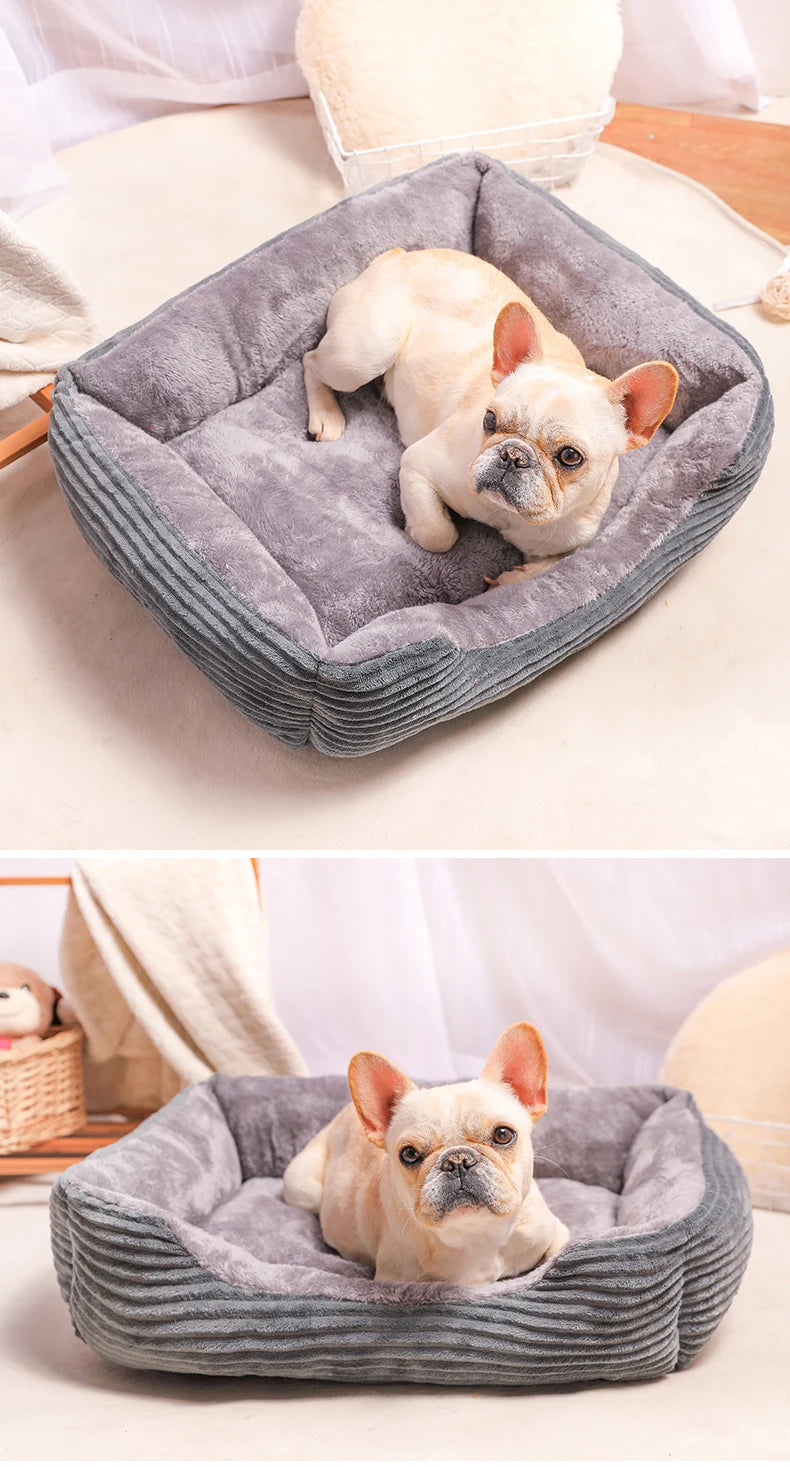 Plush Dog Bed Rectangle Kennel Cat Puppy Sofa Bed Pet House Winter Warm Beds Cushion for Small Dogs