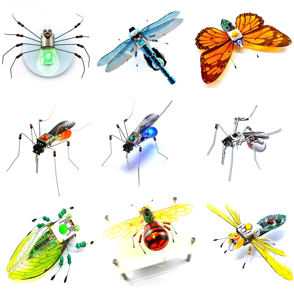 STEAM DIY Robotic Insects Science Invention Electronic Animal for School Competition Non-soldered DIY Kit Stem Toys Robot Animal