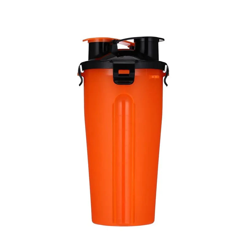 2 IN 1 Dog Cat Travel Water Bottle Food Container with Folding Silicone Bowl Outdoor Double Used Pet Water Bottle Feeding Bowls