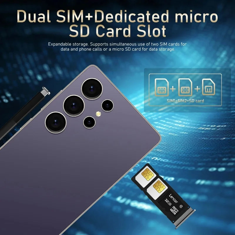 Global Vision S25 Ultra Smartphone 5G Android 12 8GB RAM 512GB ROM 6.8 Inch Phone 1920x1080HD 24+48MP 4 5G Network Mobile Phones