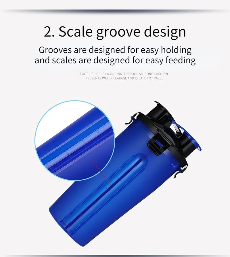 2 IN 1 Dog Cat Travel Water Bottle Food Container with Folding Silicone Bowl Outdoor Double Used Pet Water Bottle Feeding Bowls