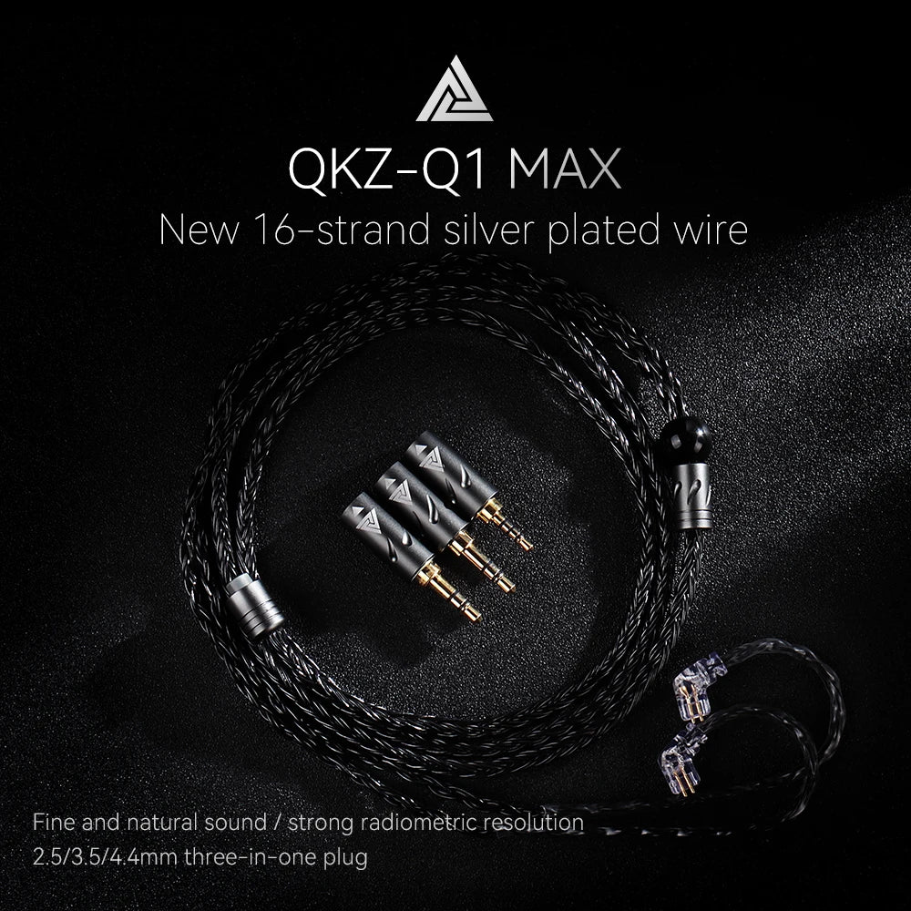 QKZ Q1 MAX 16 Stand 352 Cores OFC Silver Plated MMCX QDC KZ C Pin Earphone Upgrade Cable for QKZ HBB ZXT AS16 PRO ZSN PRO X PR1