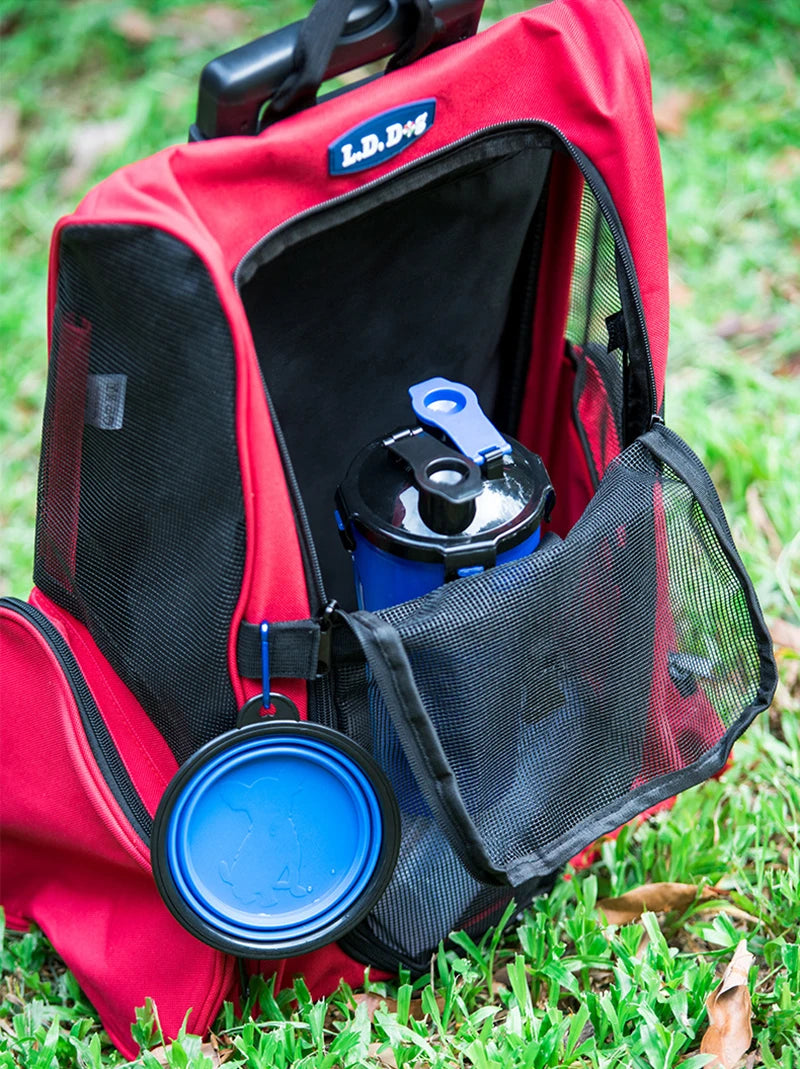 2 IN 1 Dog Cat Travel Water Bottle Food Container with Folding Silicone Bowl Outdoor Double Used Pet Water Bottle Feeding Bowls