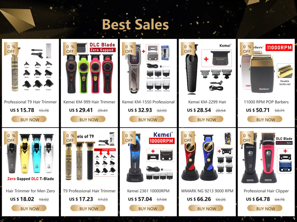 Kemei KM-1550 Professional Hair Clipper for Men LED Display Low Noise Cordless USB Interface Hair Cutting Machine Hair Trimmer