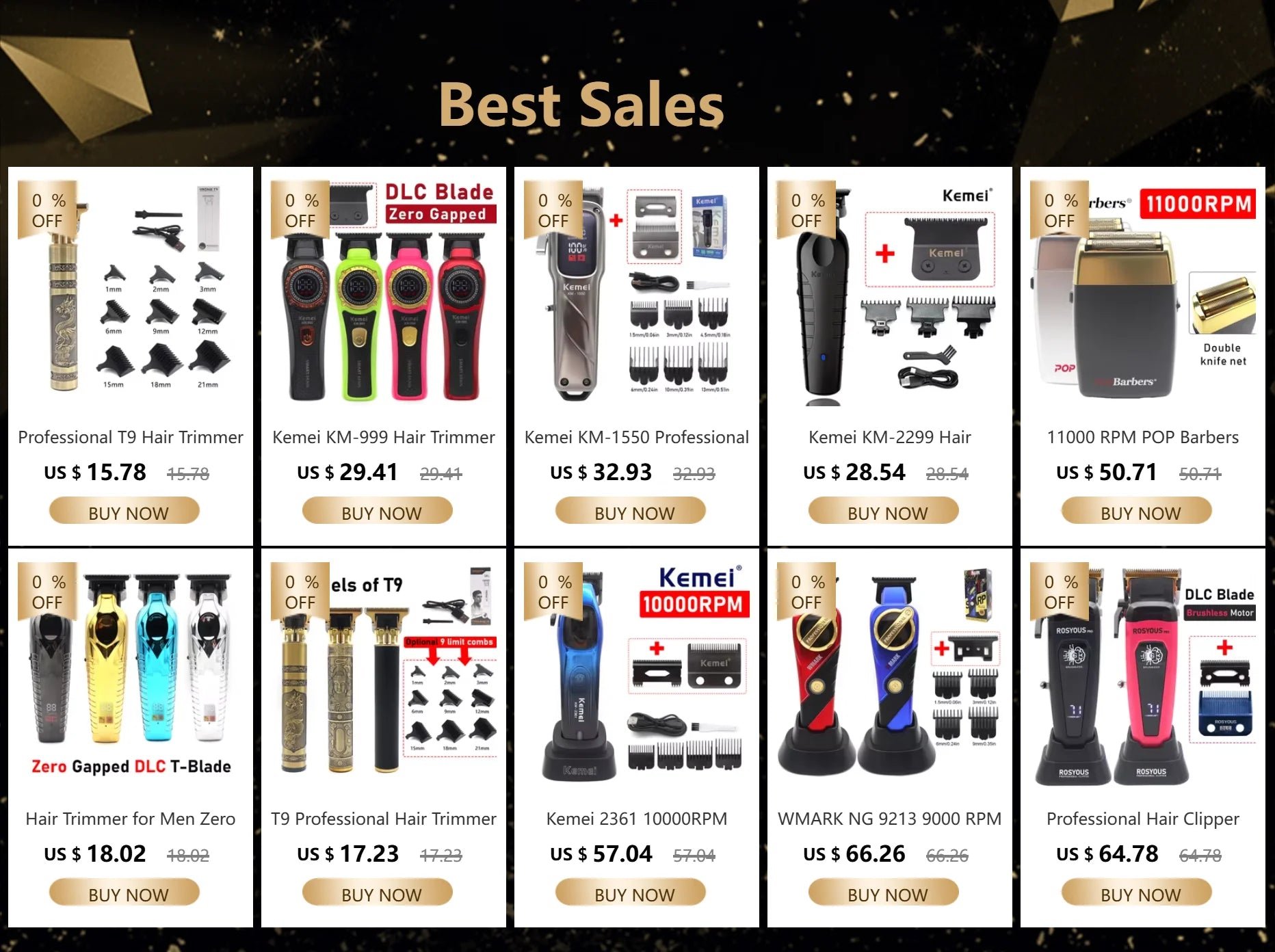 Kemei KM-1550 Professional Hair Clipper for Men LED Display Low Noise Cordless USB Interface Hair Cutting Machine Hair Trimmer