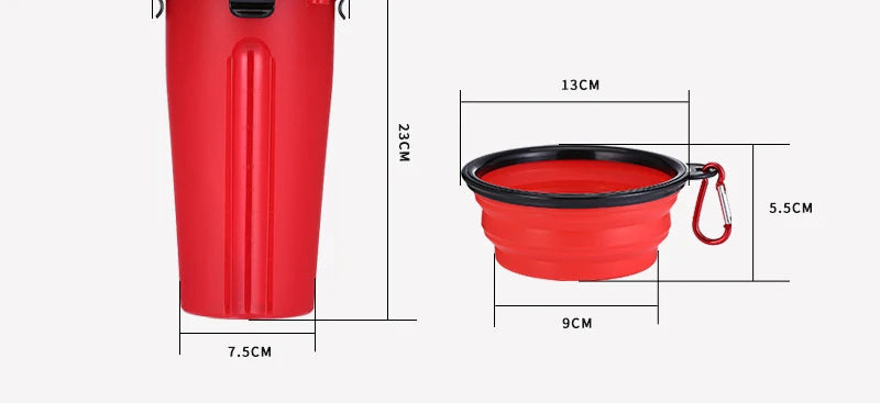 2 IN 1 Dog Cat Travel Water Bottle Food Container with Folding Silicone Bowl Outdoor Double Used Pet Water Bottle Feeding Bowls