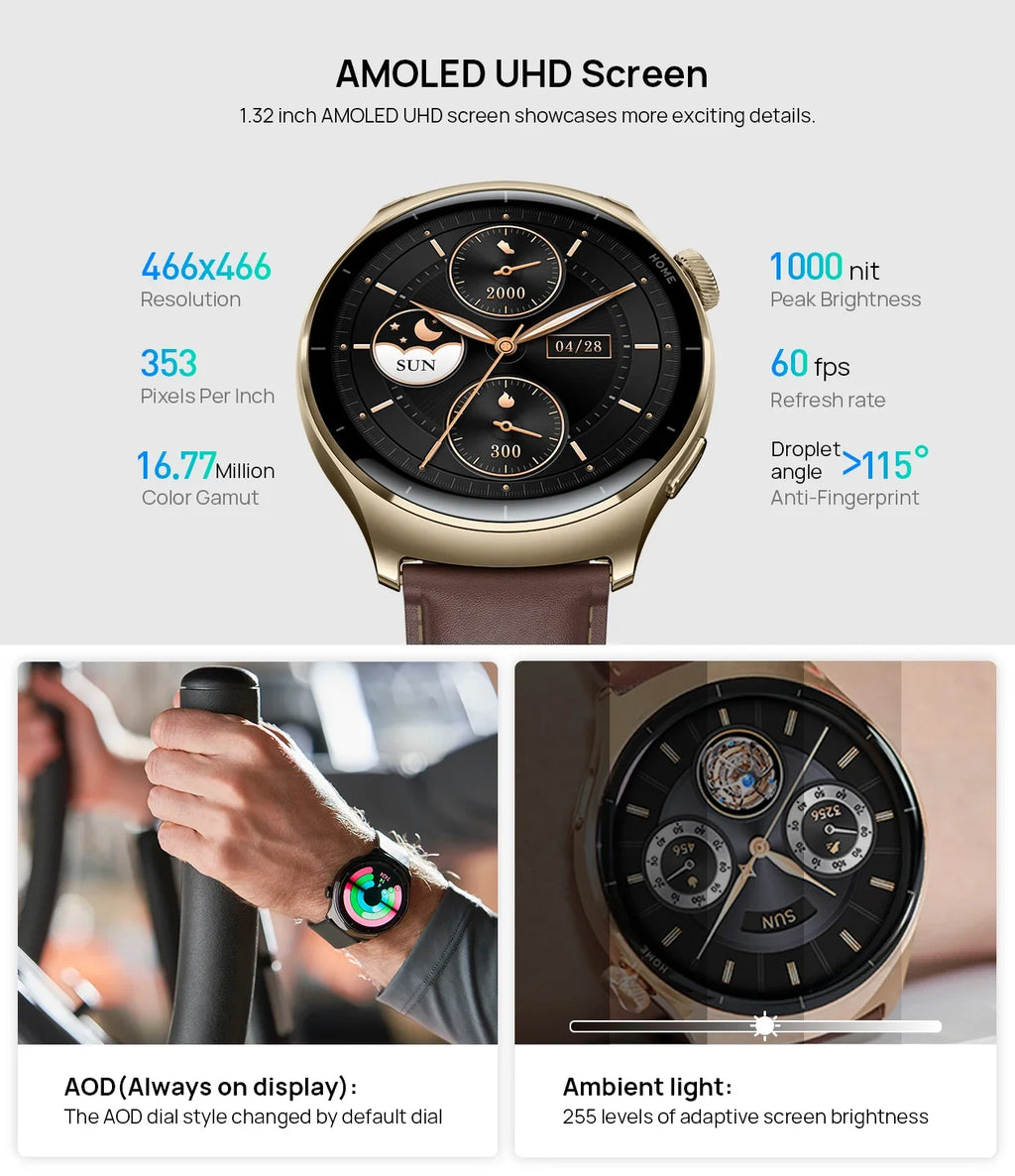 Mibro Lite3 Pro Smartwatch Global Version Metal Body Built-In GPS Bluetooth Call AMOLED Screen Men Women Watch For iOS Android