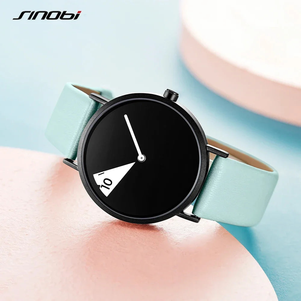 Sinobi Creative Women Watch Fashion Luxury Wristwatch Rotate Yellow Leather Band Ladies Watch Clock Montres Femme Reloj Mujer