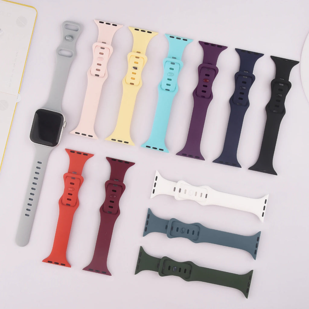 Silicone Slim Band For Apple Watch Band 49mm 46mm 45mm 41mm 44mm 40mm 38mm Strap Watchband Bracelet For iWatch 10 8 9 7 5 4 3 2