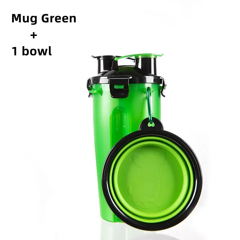 Dog Travel Water Bottle Collapsible Bowls 2 in 1 Pet Food Container with Collapse Bowls Outdoor Portable Water Bowls for Pet Cat
