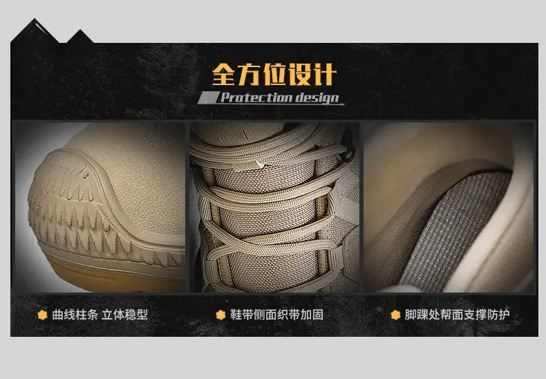 Men Tactical Boots with Straps for Combat Training Waterproof Straps Outdoor Hiking Breathable Shoes Multifunctional Motorcycle