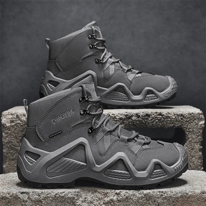 Men Tactical Boots with Straps for Combat Training Waterproof Straps Outdoor Hiking Breathable Shoes Multifunctional Motorcycle