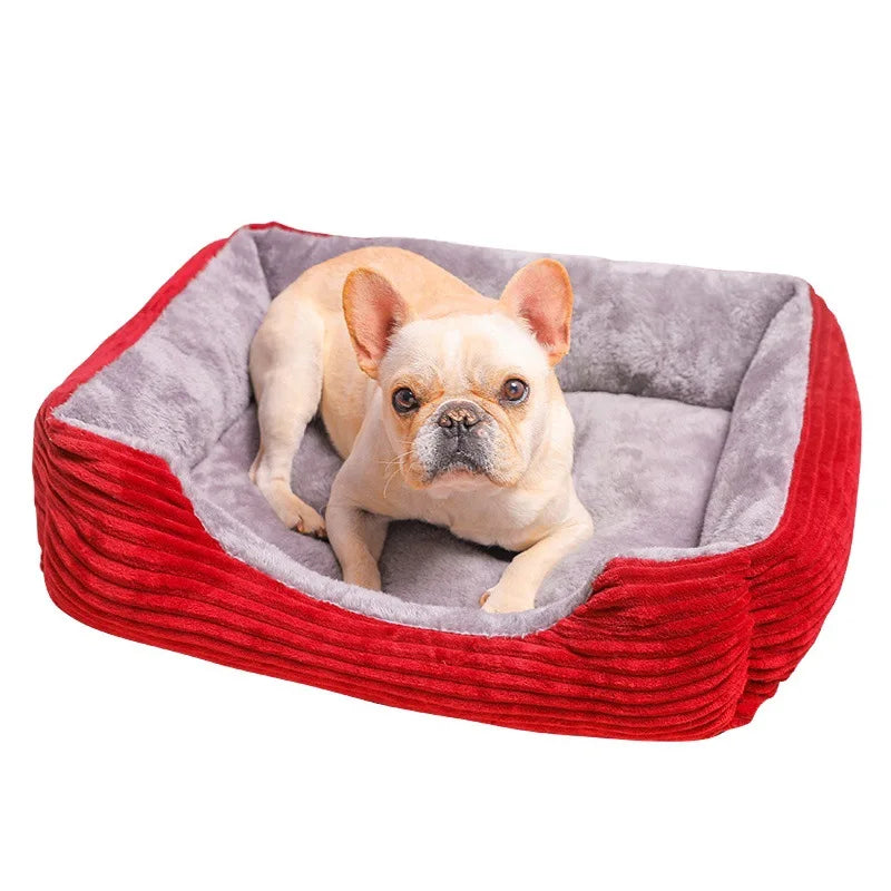 Plush Dog Bed Rectangle Kennel Cat Puppy Sofa Bed Pet House Winter Warm Beds Cushion for Small Dogs