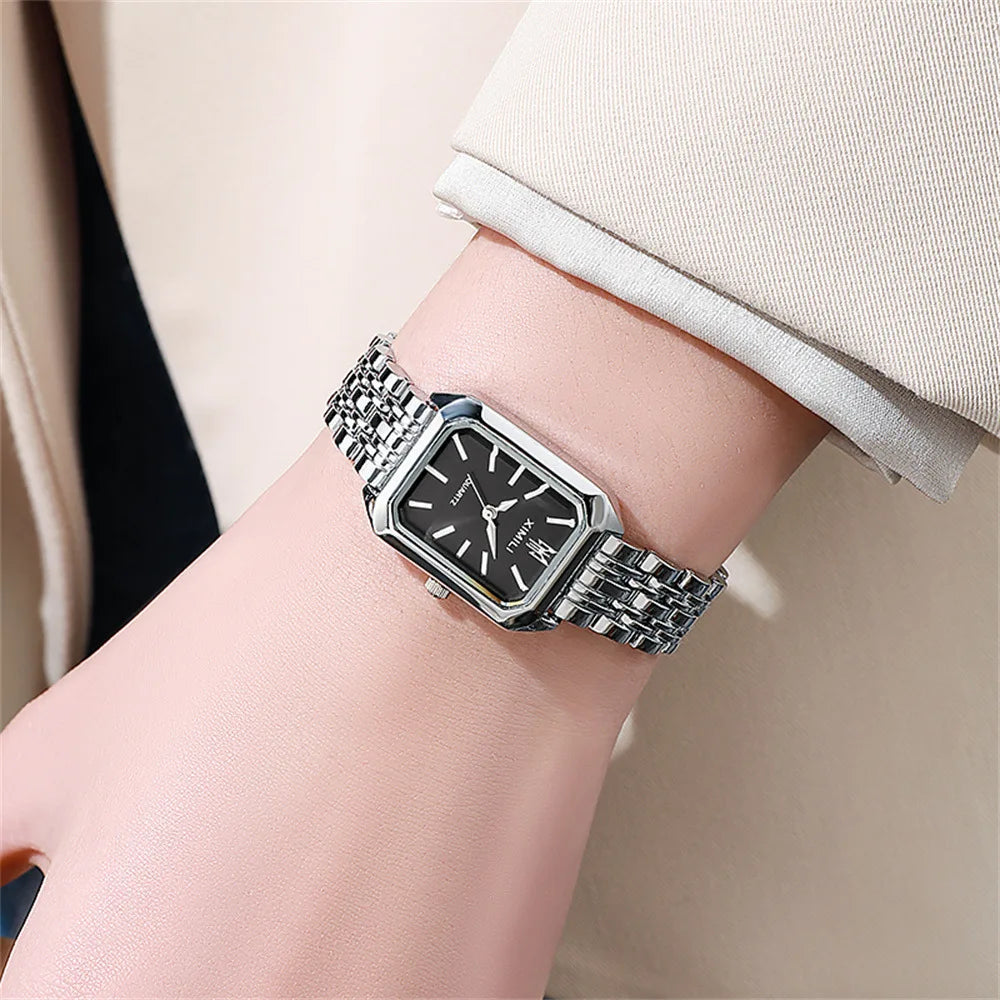 Women's Fashion Square Watches Gold Alloy Strap 2025 Luxury Ladies Quartz Wristwatches Qualities Female Roman Scale Clock