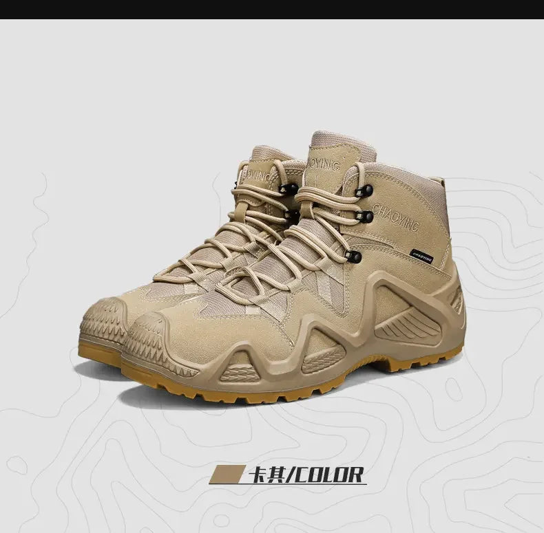 Men Tactical Boots with Straps for Combat Training Waterproof Straps Outdoor Hiking Breathable Shoes Multifunctional Motorcycle