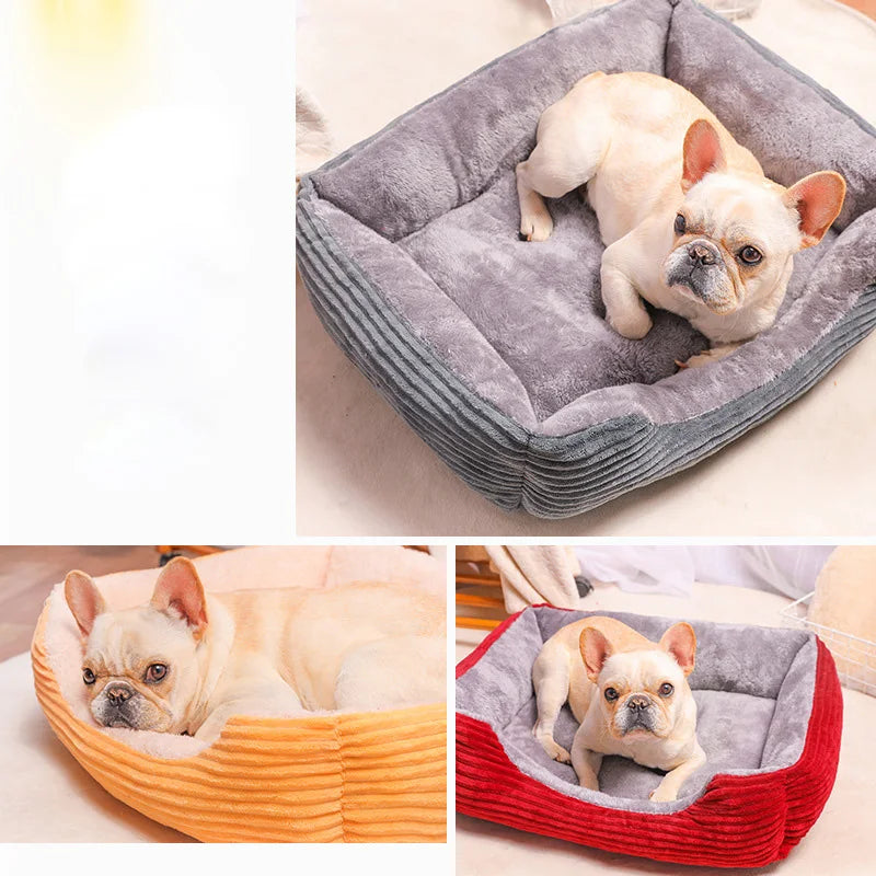 Plush Dog Bed Rectangle Kennel Cat Puppy Sofa Bed Pet House Winter Warm Beds Cushion for Small Dogs