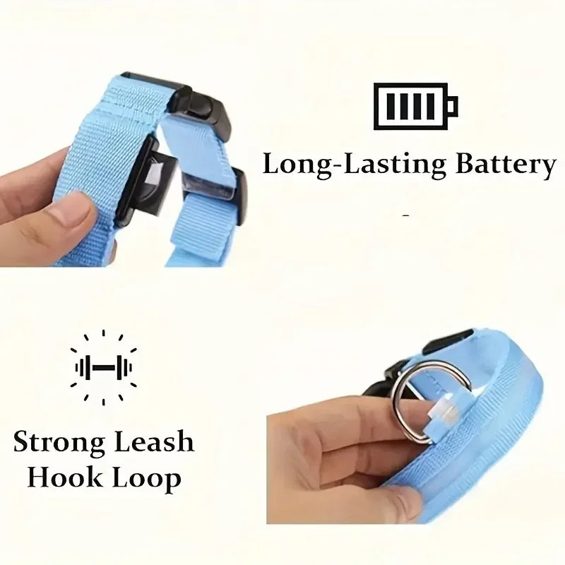 Light Up LED Pet Dog Collar Safety Night Walking Flashing Glow In The Dark LED Pet Dog Battery Collar Small Medium Large Dog