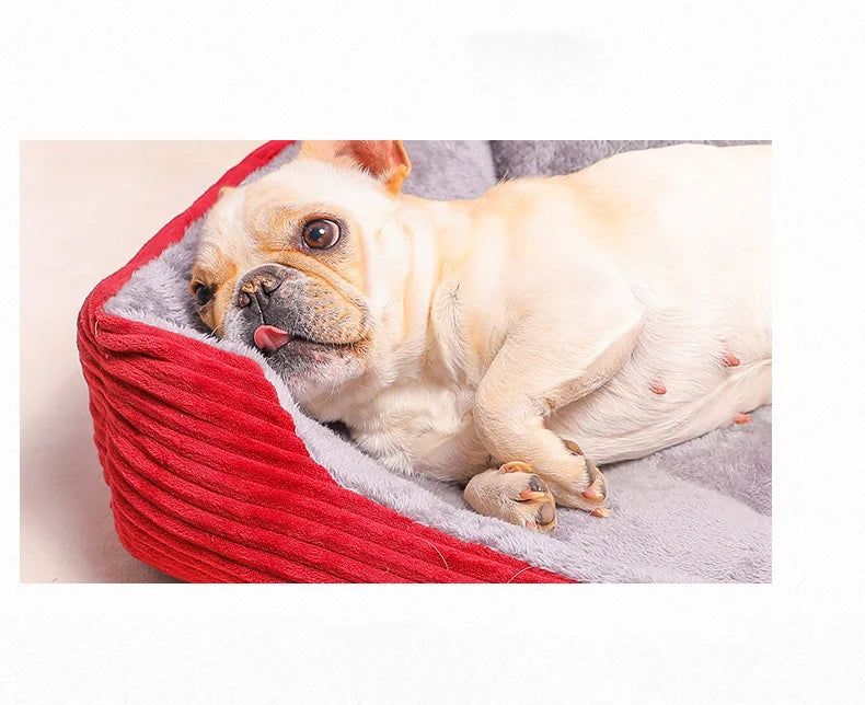 Plush Dog Bed Rectangle Kennel Cat Puppy Sofa Bed Pet House Winter Warm Beds Cushion for Small Dogs