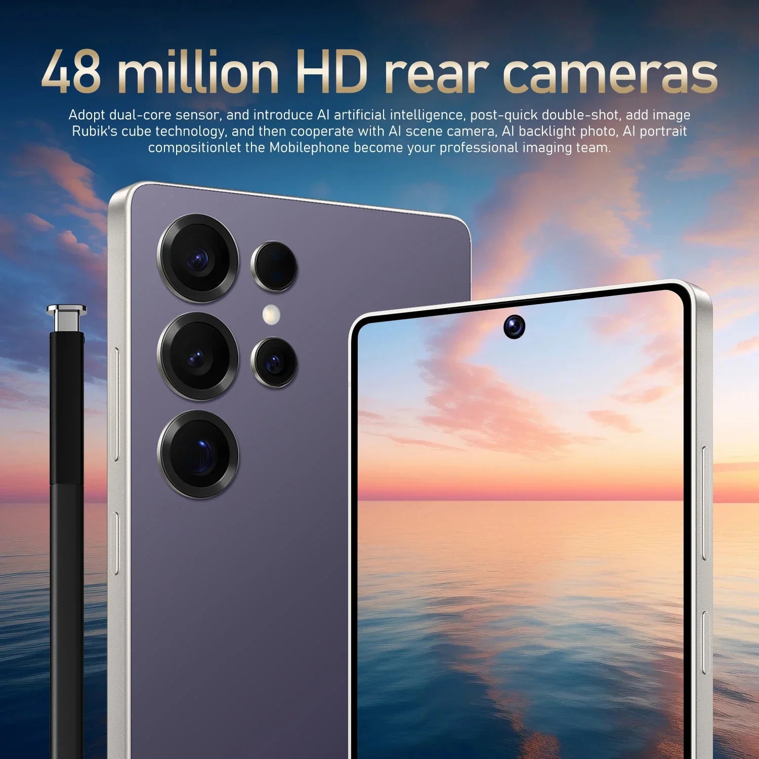 Global Vision S25 Ultra Smartphone 5G Android 12 8GB RAM 512GB ROM 6.8 Inch Phone 1920x1080HD 24+48MP 4 5G Network Mobile Phones