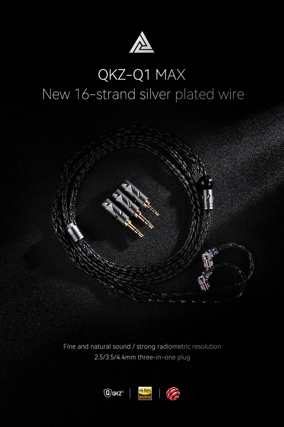 QKZ Q1 MAX 16 Stand 352 Cores OFC Silver Plated MMCX QDC KZ C Pin Earphone Upgrade Cable for QKZ HBB ZXT AS16 PRO ZSN PRO X PR1