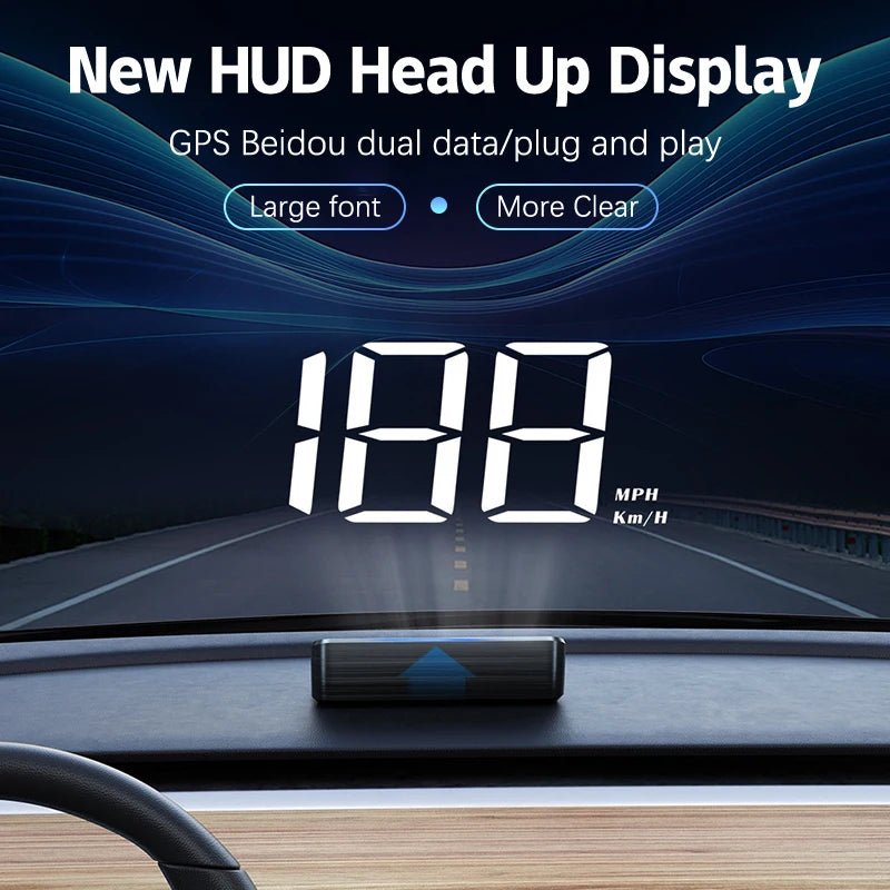 Car Speedometer HUD GPS Head Up Display Digital Speed Meter Windshield Projector For Vehicles Auto Electronics Accessories
